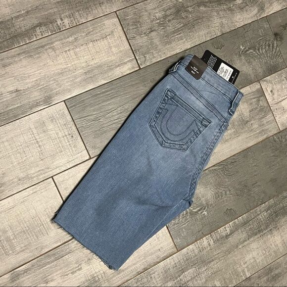 True Religion Riley Cut Off Bermuda Denim Long Jean Shorts Jort 27 4 - Picture 6 of 8